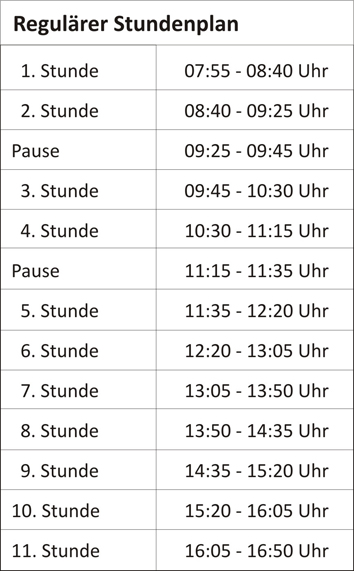 regulärer Stundenplan